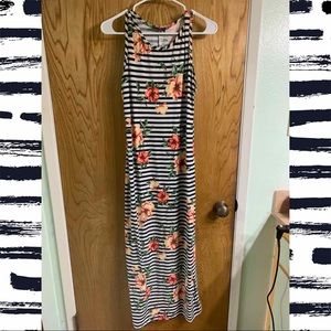 Floral striped dress stretchy